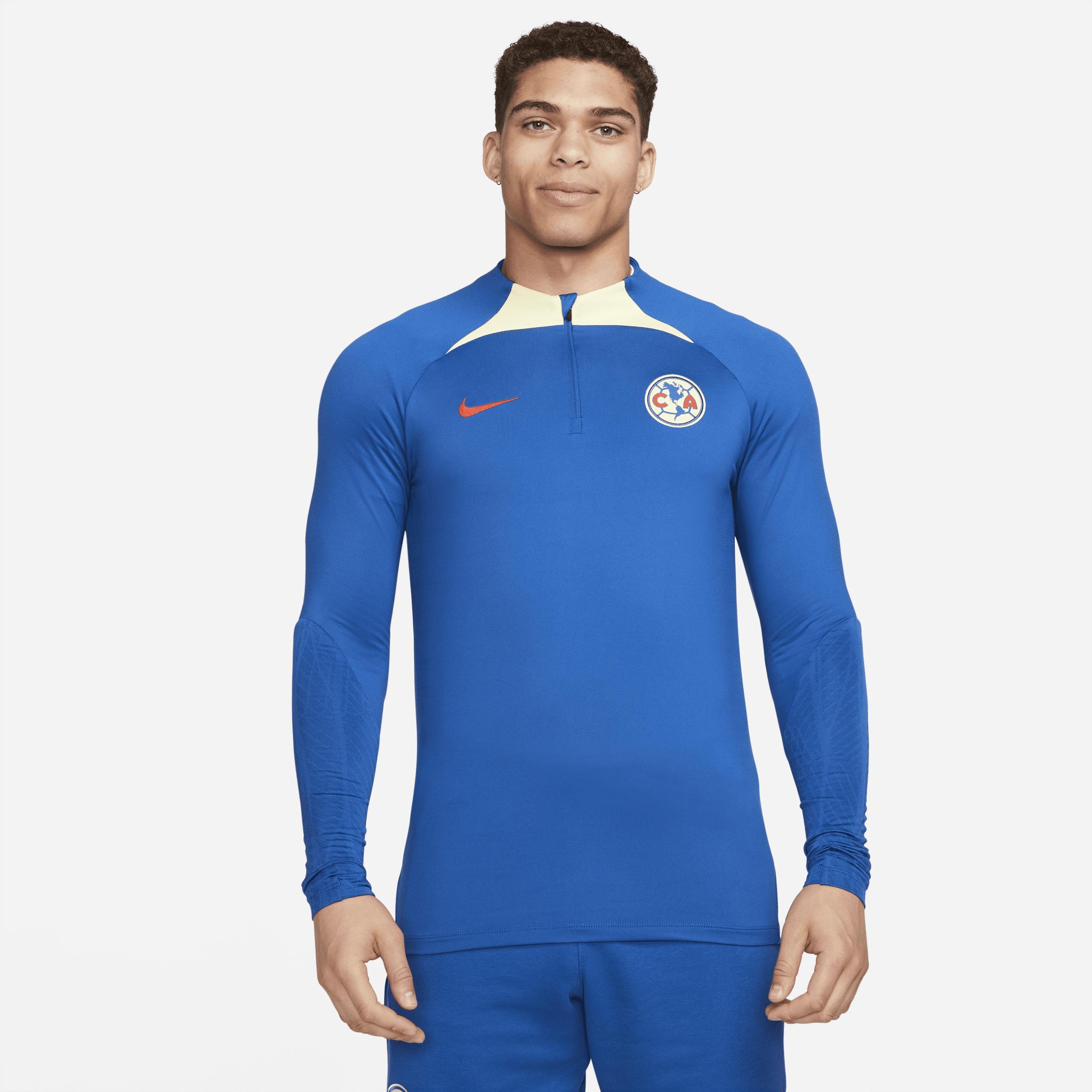 Men's Nike Blue Club America Strike Drill Performance Raglan Quarter-Zip Long Sleeve Top, Size: Medium, Caf Blue Product Image