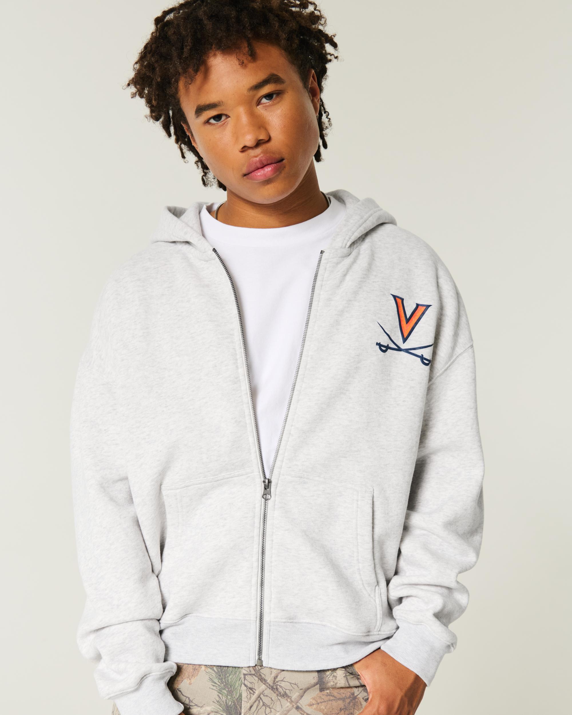 Boxy Zip-Up University of Virginia Graphic Hoodie Product Image