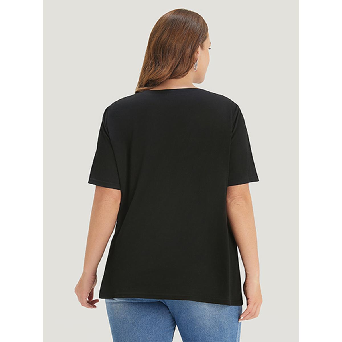 Plus Size Solid Patched Back Raglan Sleeve Heather Vintage T-shirt DarkBrown Women Casual Heather Plain Round Neck Dailywear T-shirts BloomChic 14-16/1X Product Image