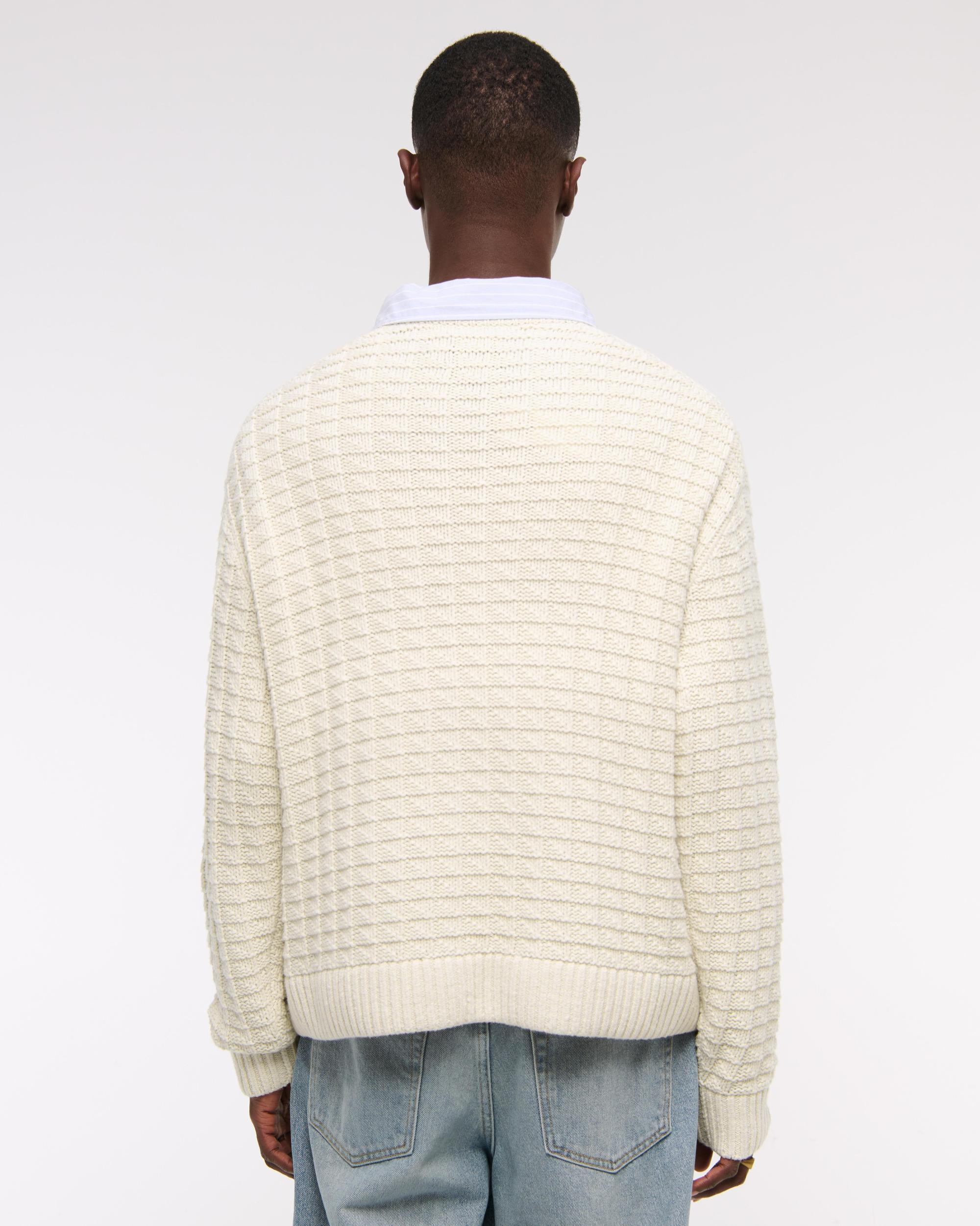 Oversized Checkered Stitch Crew Sweater Product Image