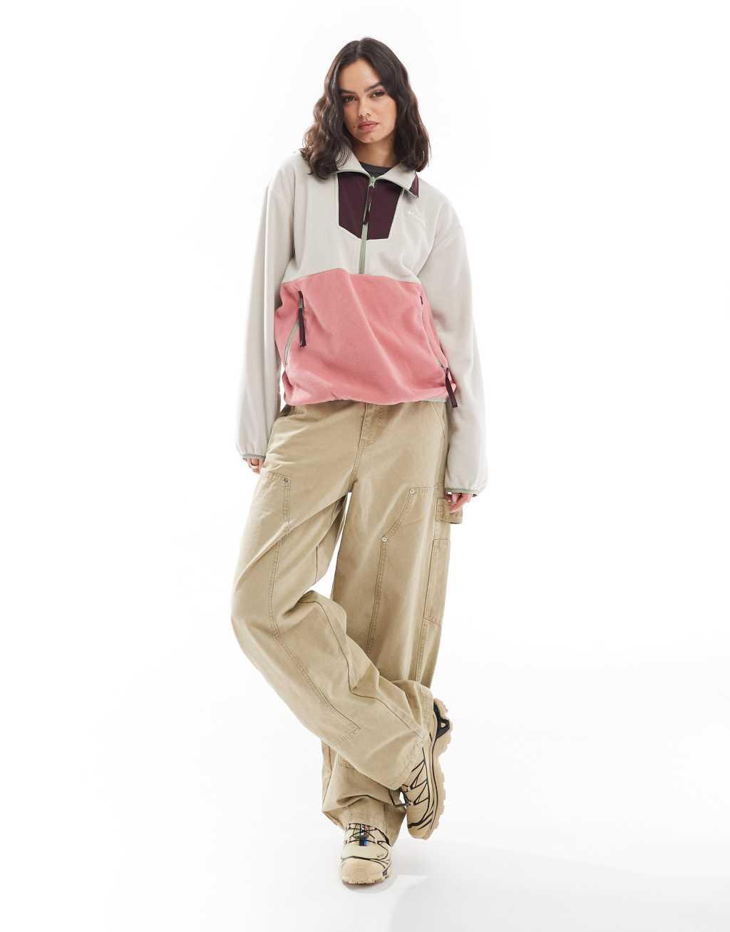 Columbia Sequoia Grove zip fleece in dark stone, pink agave  Product Image