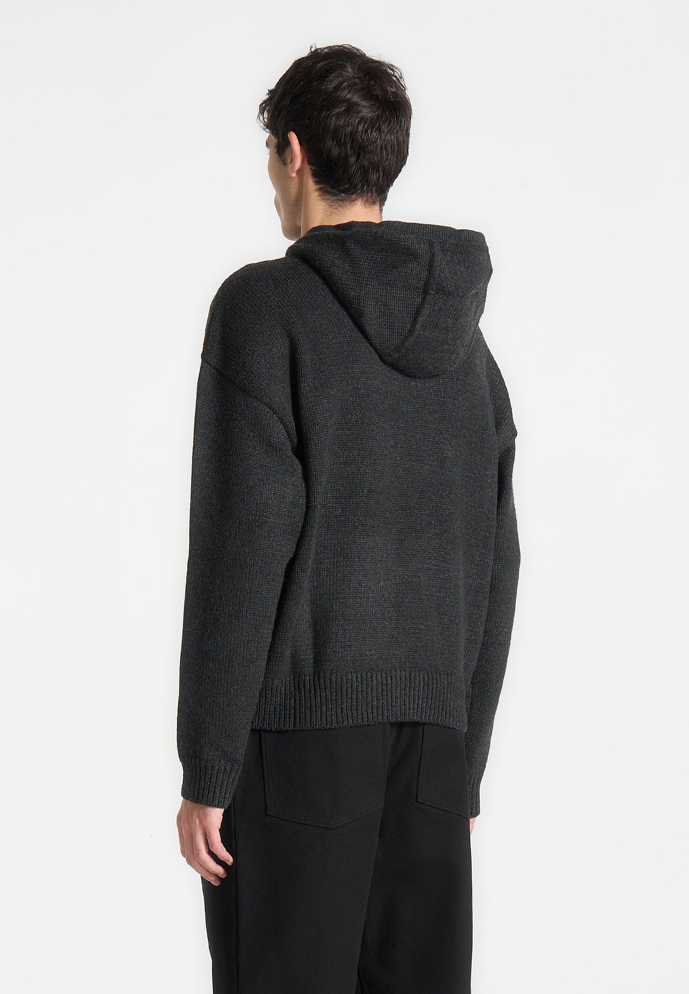 Knitted Hoodie - Black Marl Male Product Image