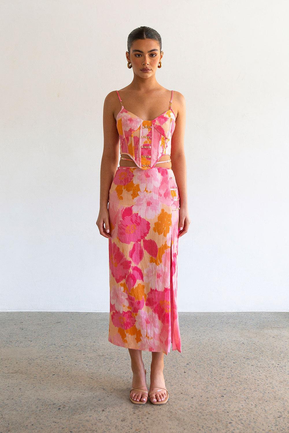 Serralina Midi Skirt - Pink Gerbera Product Image