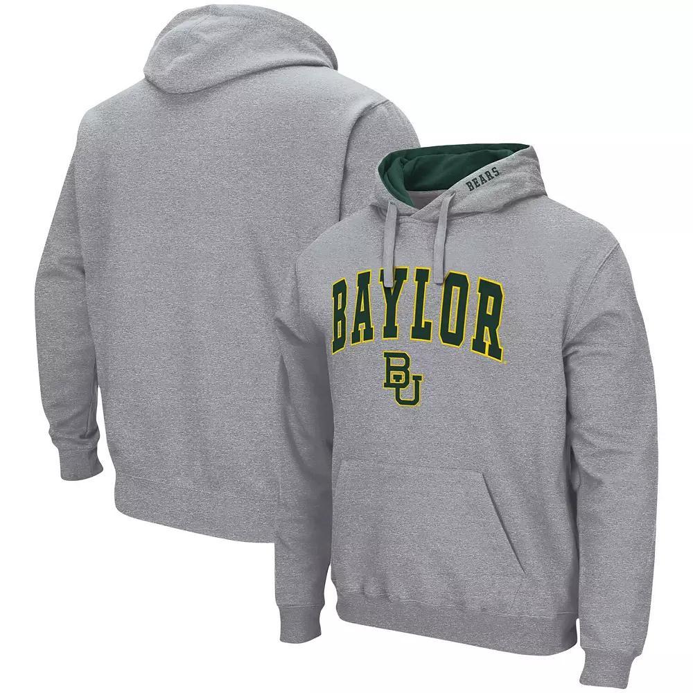 Men's Colosseum Heathered Gray Kansas State Wildcats Arch & Logo 3.0 Pullover Hoodie, Size: XL, Grey Product Image
