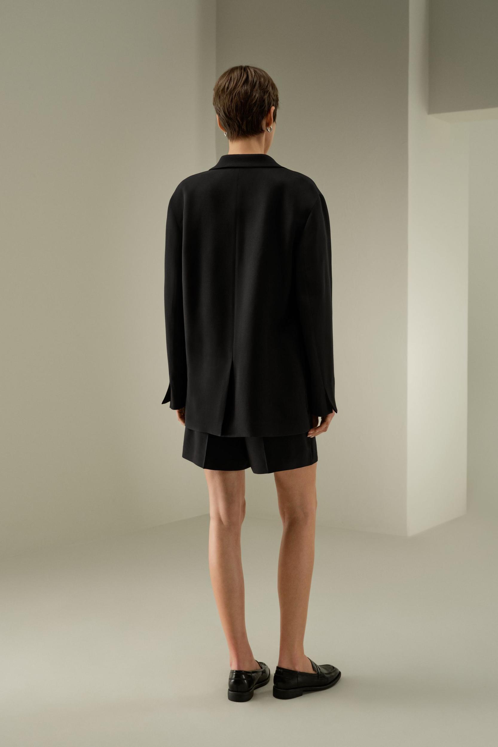 Single-Button Silk-Wool Blend Blazer Product Image
