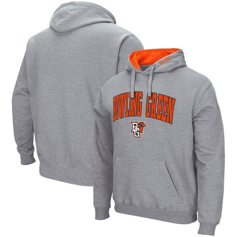 Men's Colosseum Heathered Gray Bowling Green St. Falcons Arch and Logo Pullover Hoodie, Size: Small, Bwg Grey Product Image
