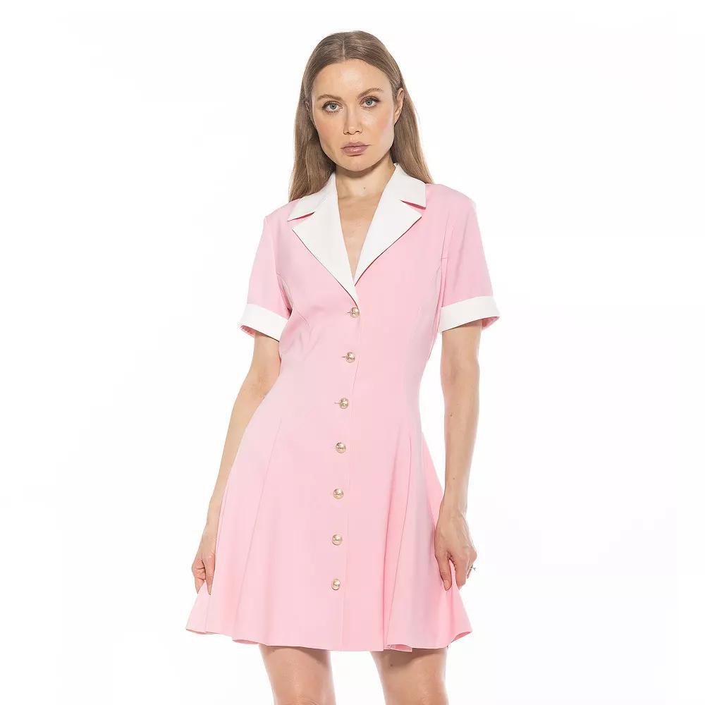 Women's ALEXIA ADMOR Linus Collar Fit & Flare Button-Down Dress, Size: 6, Pink Product Image