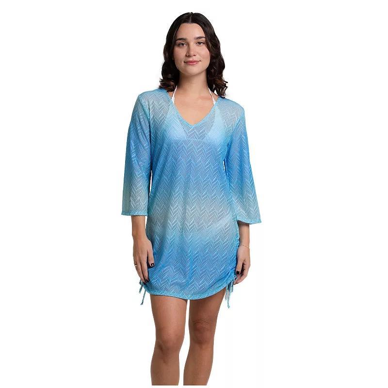 Women's Portocruz V-Neck Tunnel Side Tunic Swim Cover Up, Size: Large, Blue Product Image