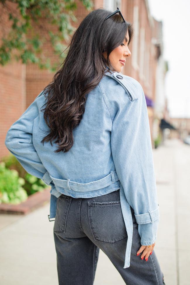 Invest In Me Denim Crop Trench Coat FINAL SALE Product Image