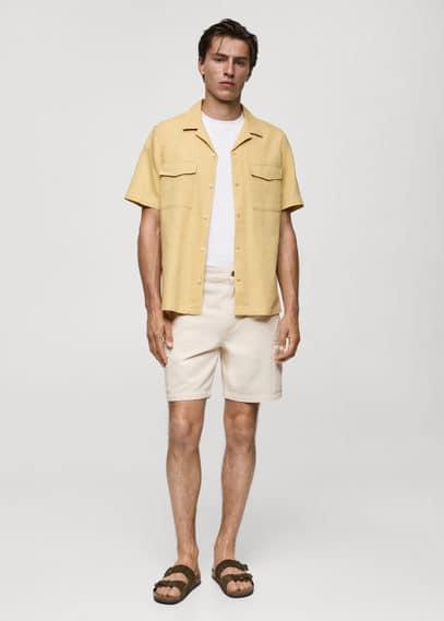 Denim cotton cargo shorts - Men | MANGO USA Product Image