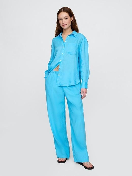 Linen-Blend Easy Wide-Hem Pants Product Image
