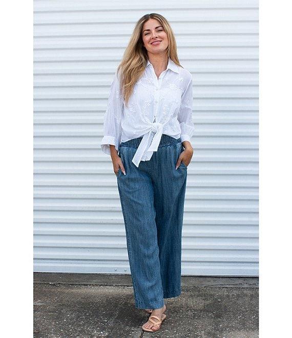 Karyn Seo Smocked Waist Wide Leg Pants Product Image