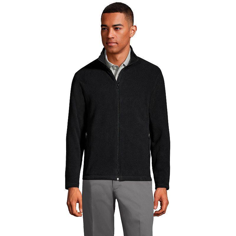 Men's Lands' End Full-Zip Mid-Weight Fleece Jacket, Size: Large, Dark Grey Product Image