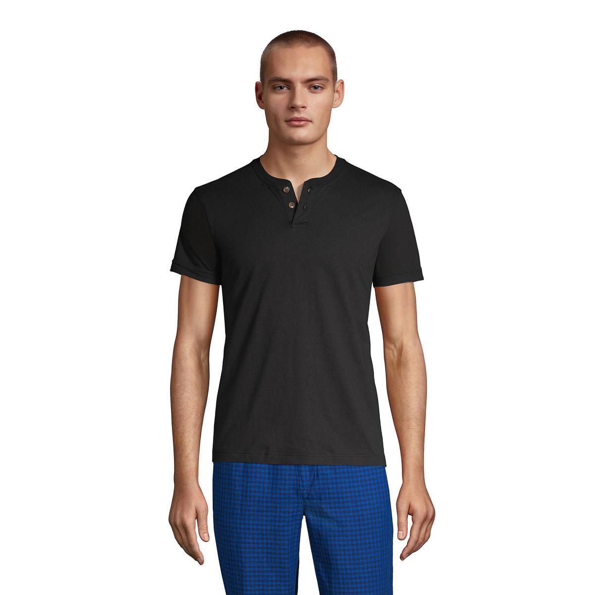 Men's Lands' End Classic-Fit Super-T Henley, Size: Medium, Gray Grey Product Image
