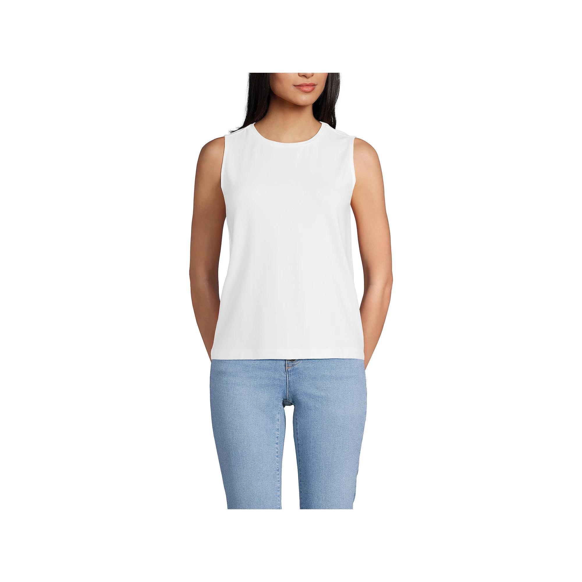 Women's Lands' End Lightweight Jersey Tank Top, Size: Large, Sweet Orange Stripe Product Image