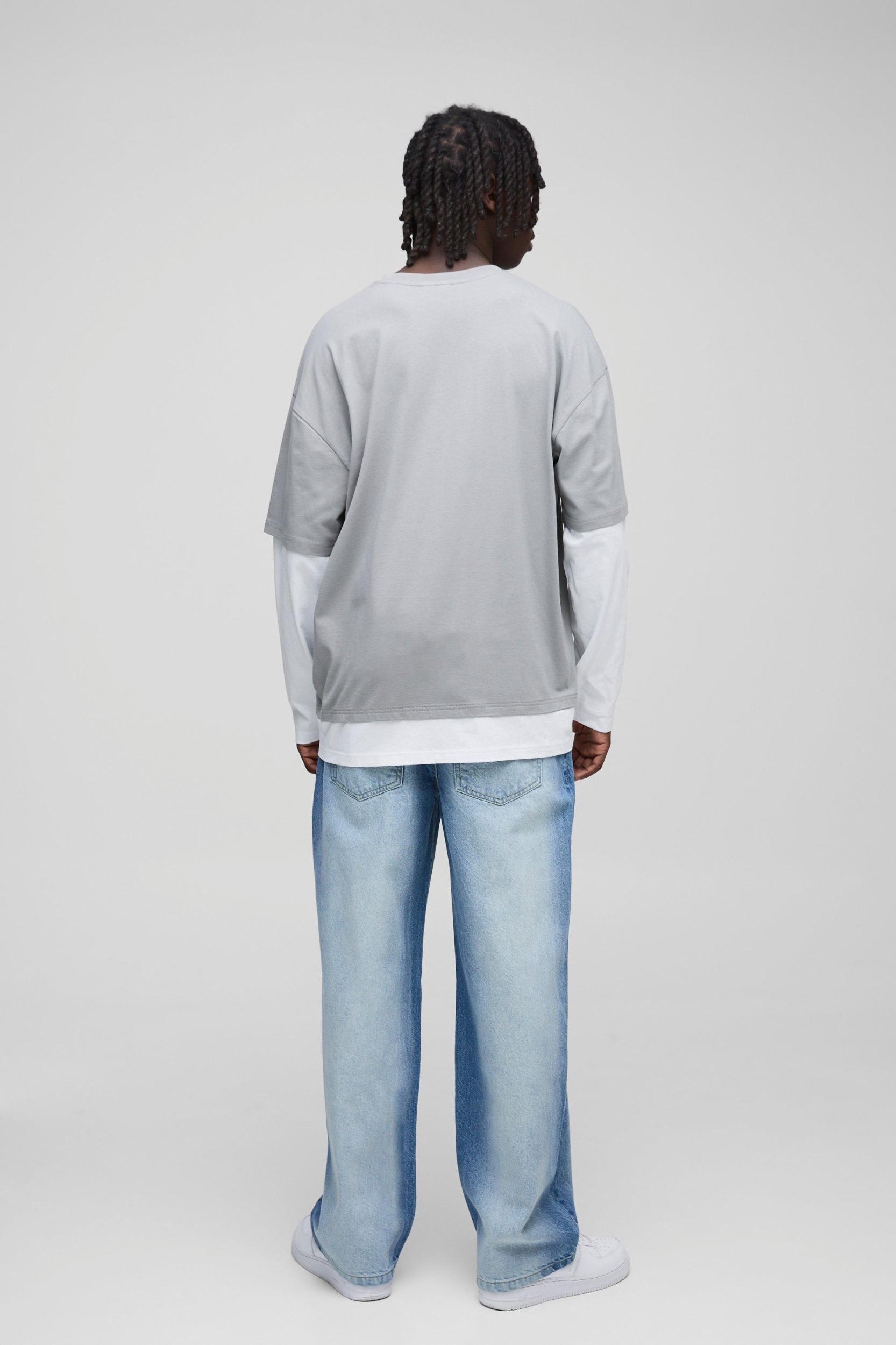 Relaxed Fit Extreme Washed Woven Tab Jeans | boohooMAN USA Product Image