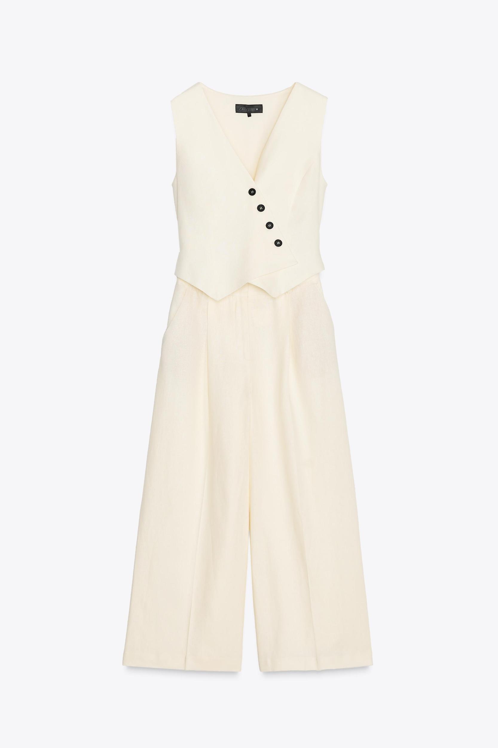 LONG LINEN VEST JUMPSUIT Product Image