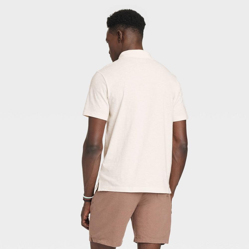 Mens Slub Jersey Polo Shirt - Goodfellow & Co Cream L Product Image