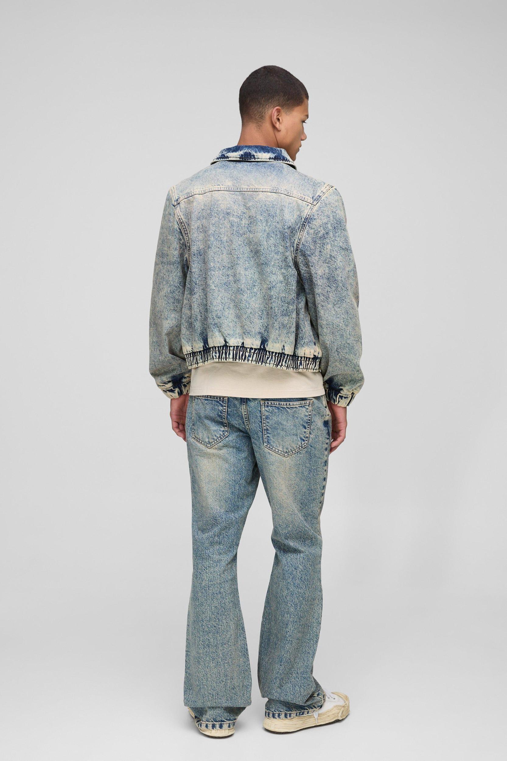 Relaxed Flared Stacked Antique Wash Jeans | boohooMAN USA Product Image