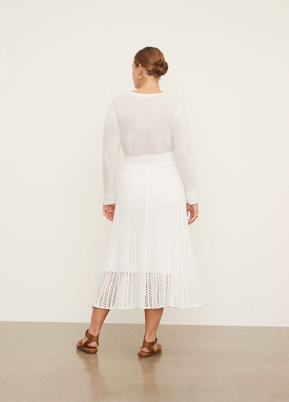Womens Godet Crochet Skirt, Optic White, Size 1XL Vince Product Image