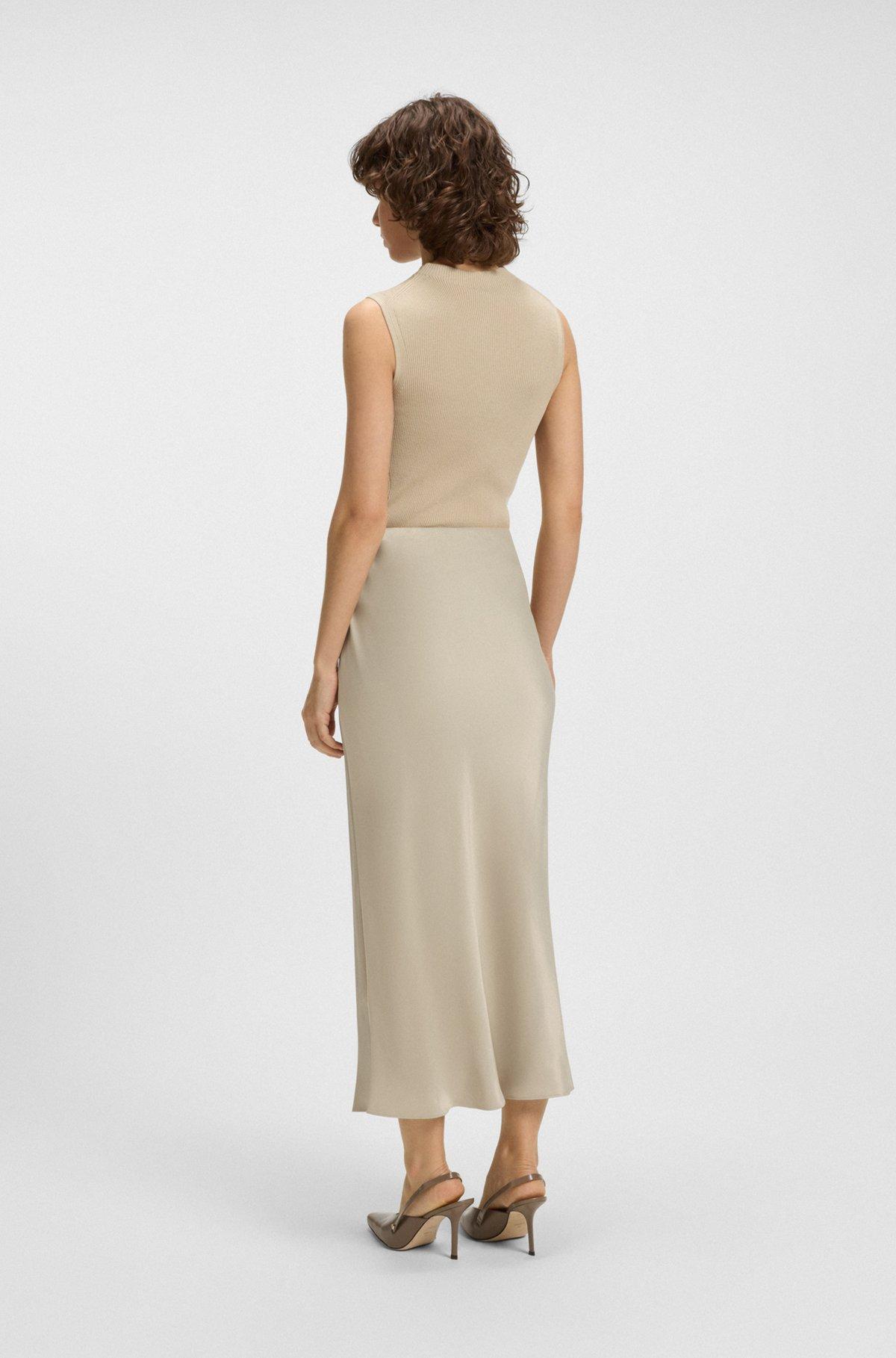 BOSS - Regular-fit maxi skirt in satin - Light Beige Product Image