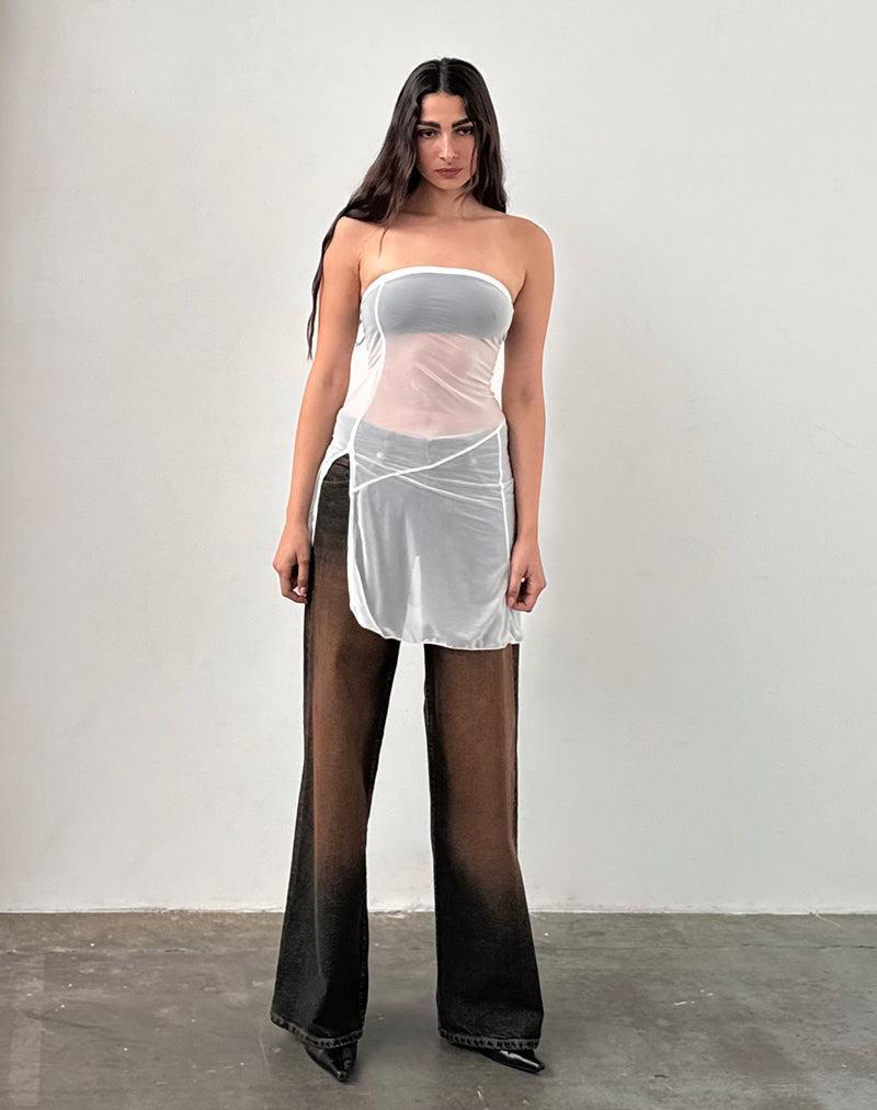Gretchen Bandeau Mini Dress in Sheer Cream Female Product Image