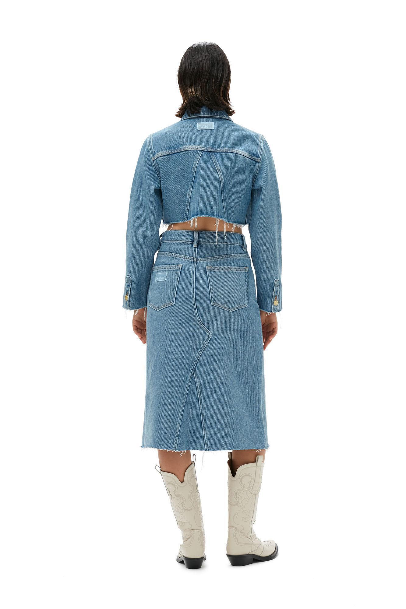 Heavy Denim Midi Skirt Product Image