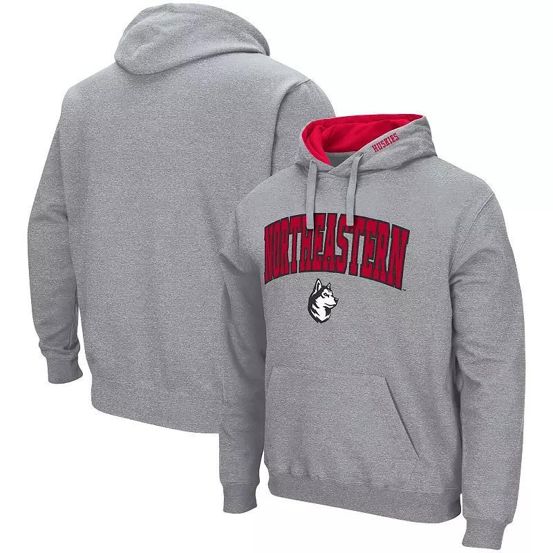 Men's Colosseum Heathered Gray Northeastern Huskies Arch and Logo Pullover Hoodie, Size: 2XL, Nc2 Grey Product Image