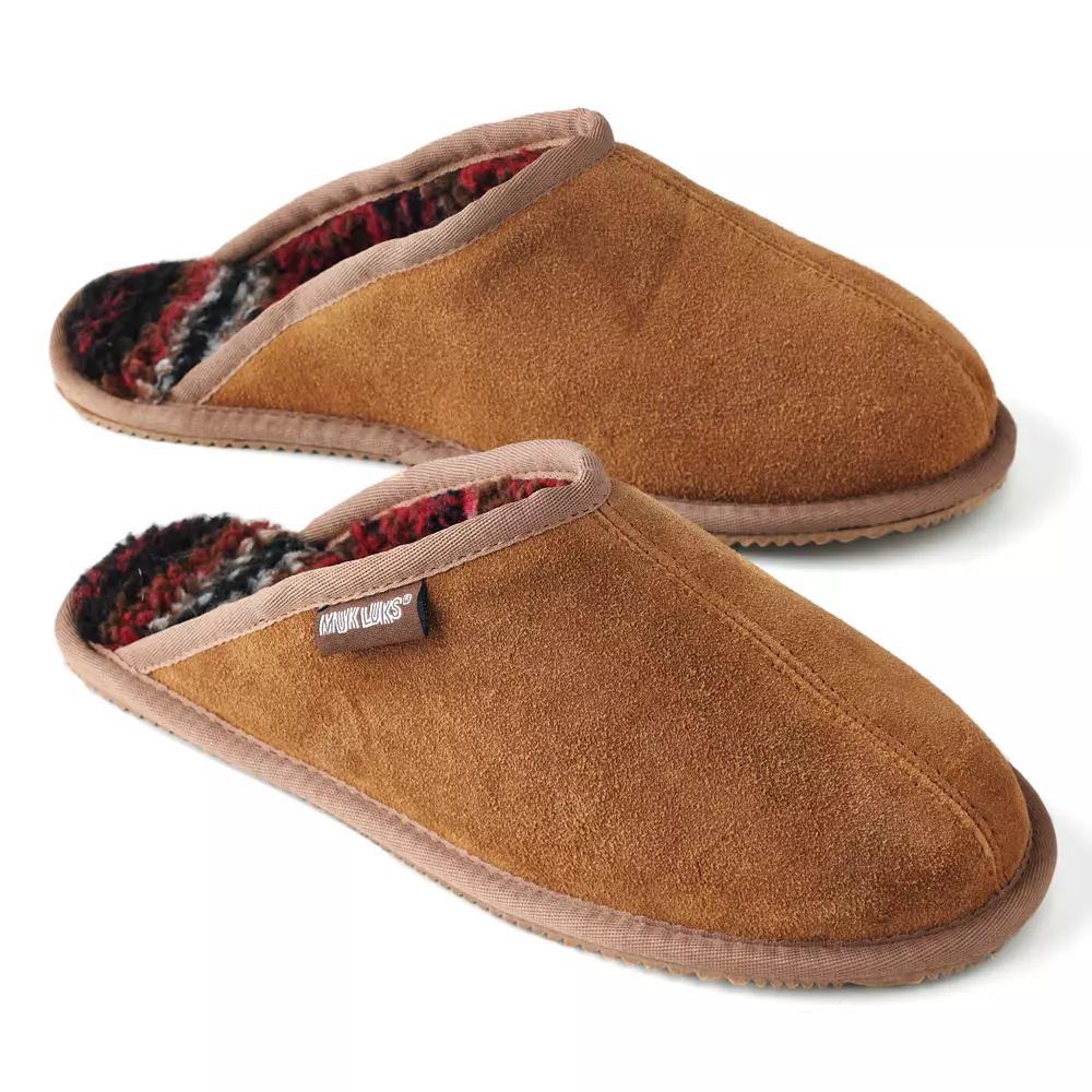 MUK LUKS Dave Mens Printed Berber Suede Scuff Slippers Product Image