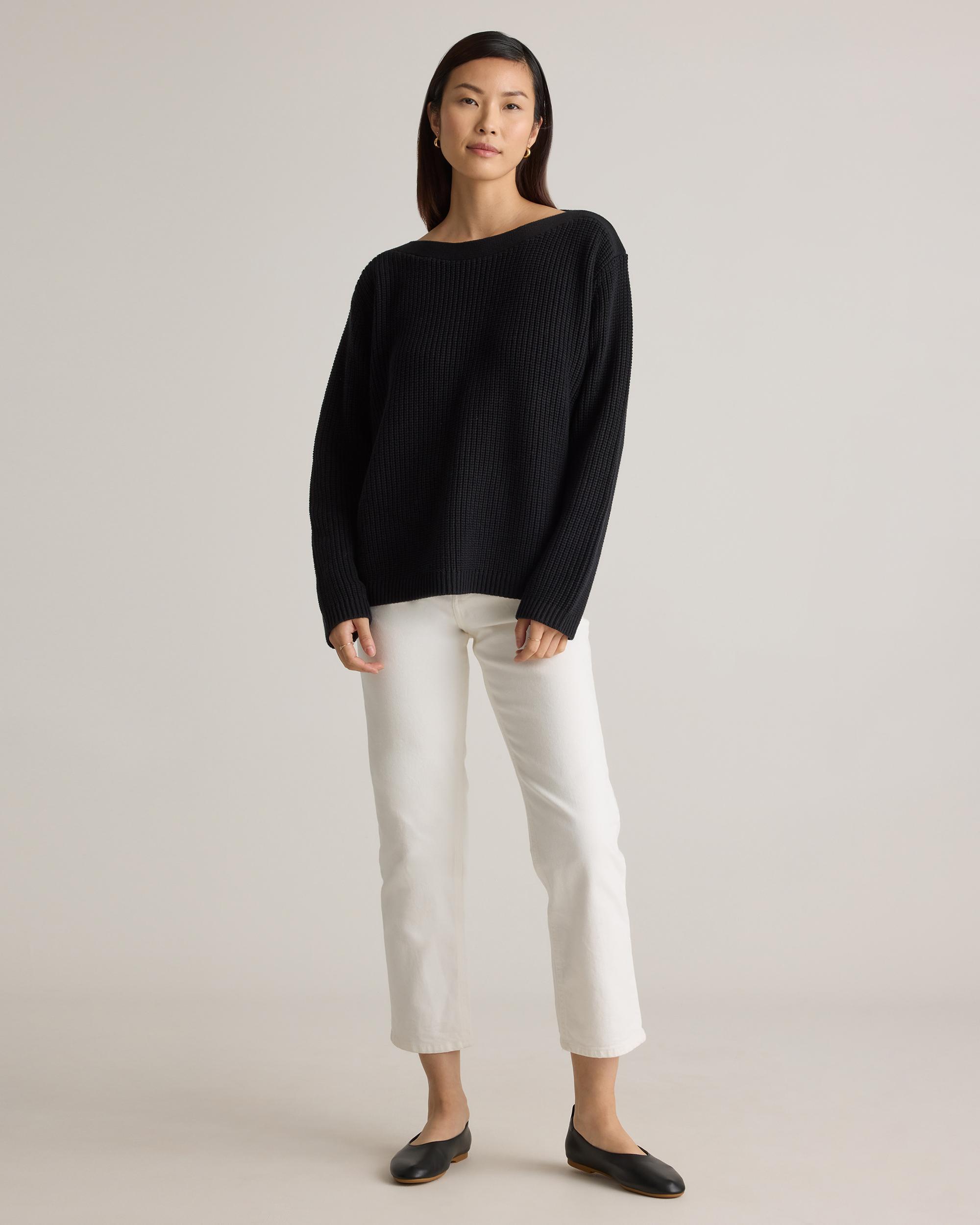 Quince | Women's Fisherman Boatneck Sweater Organic Cotton Product Image