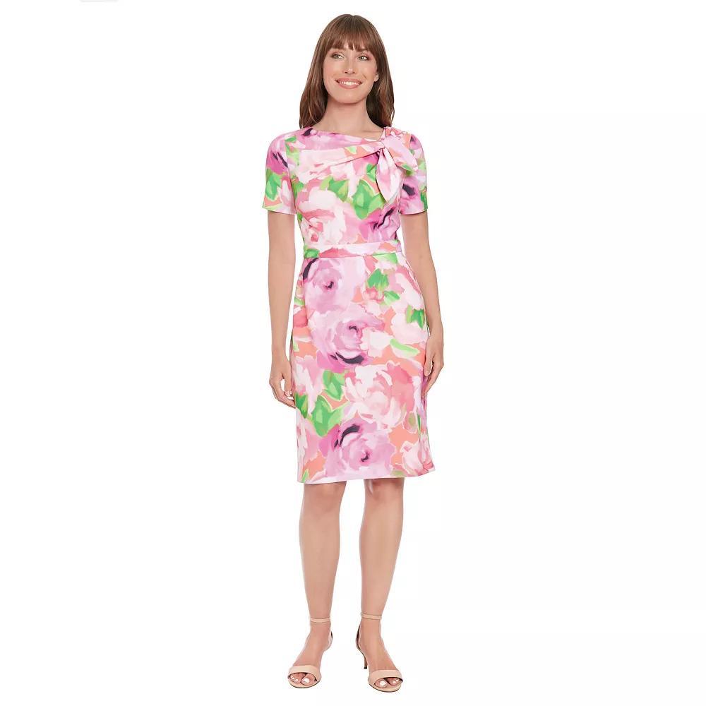Women's London Times Side Tie-Neck Sheath Mini Dress, Size: 12, Pink Pink Product Image