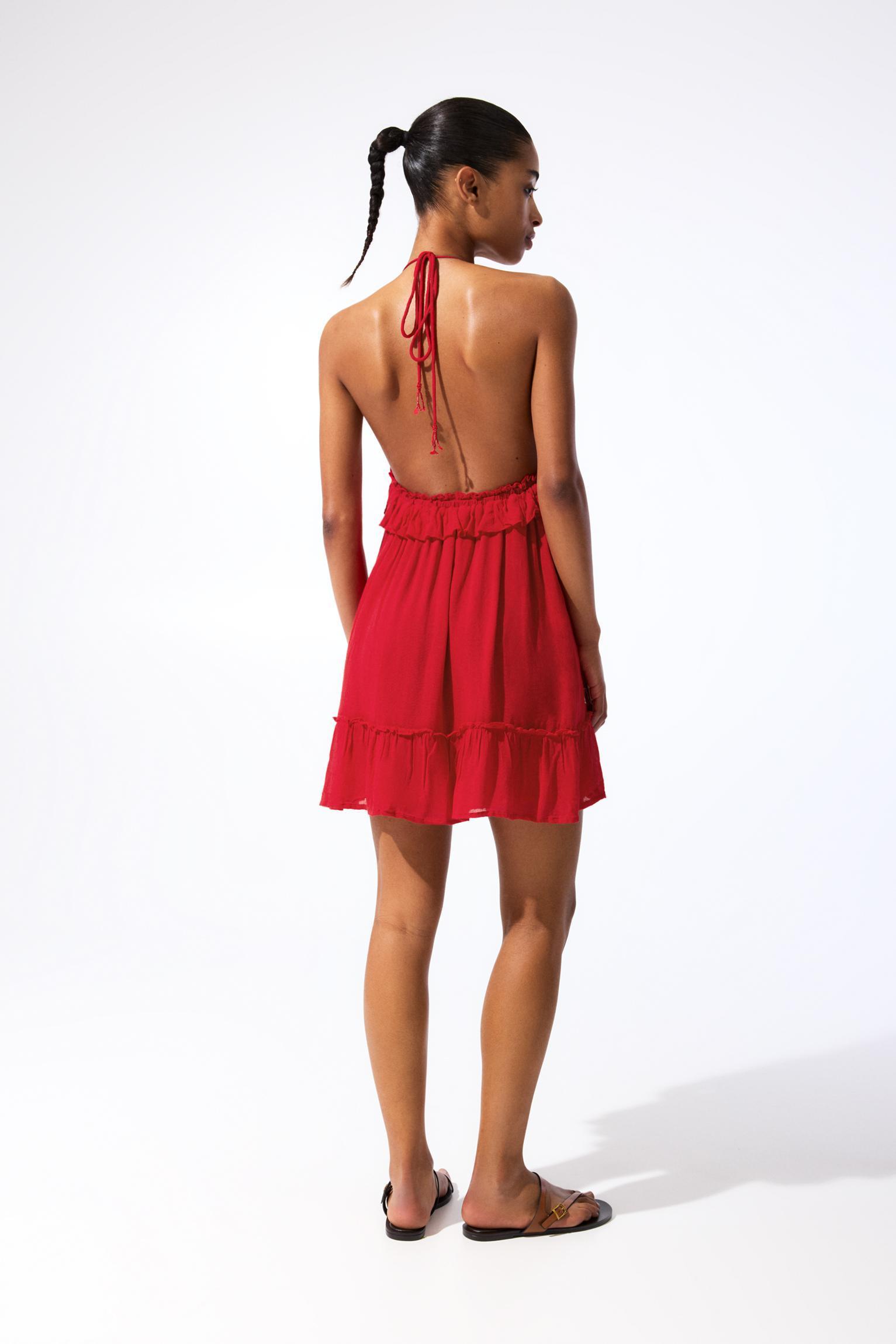 Short red ruffled dress Product Image