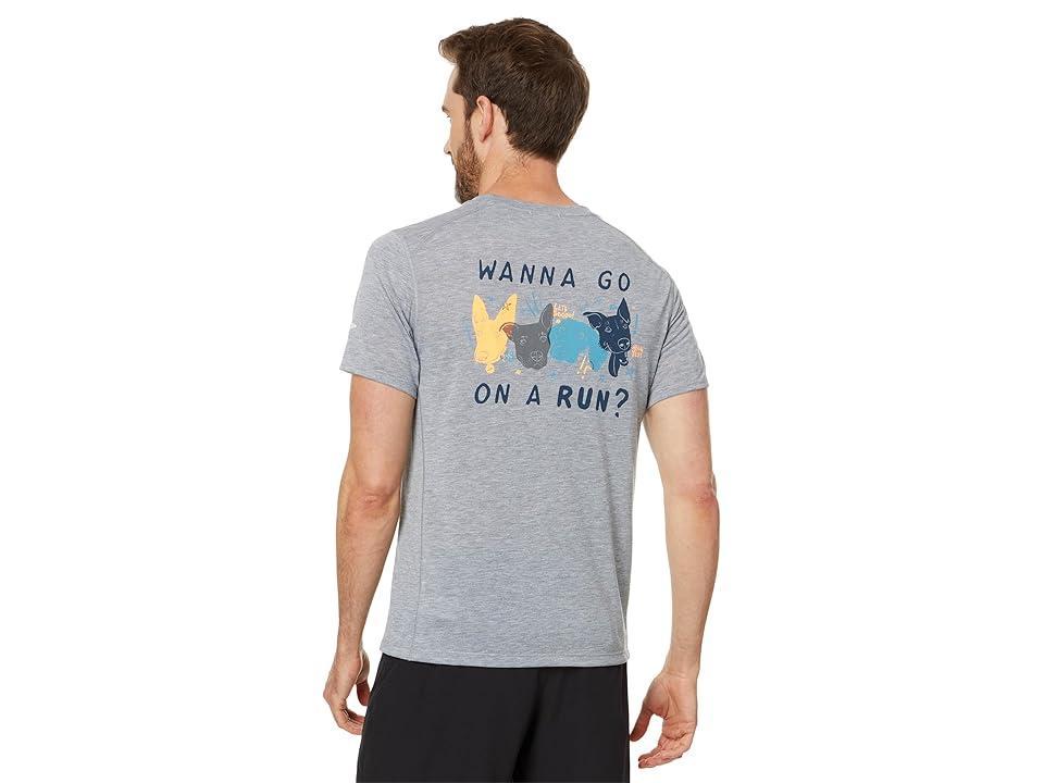 Brooks Distance Short Sleeve 3.0 (Heather Ash/Dog Days) Men's Clothing Product Image