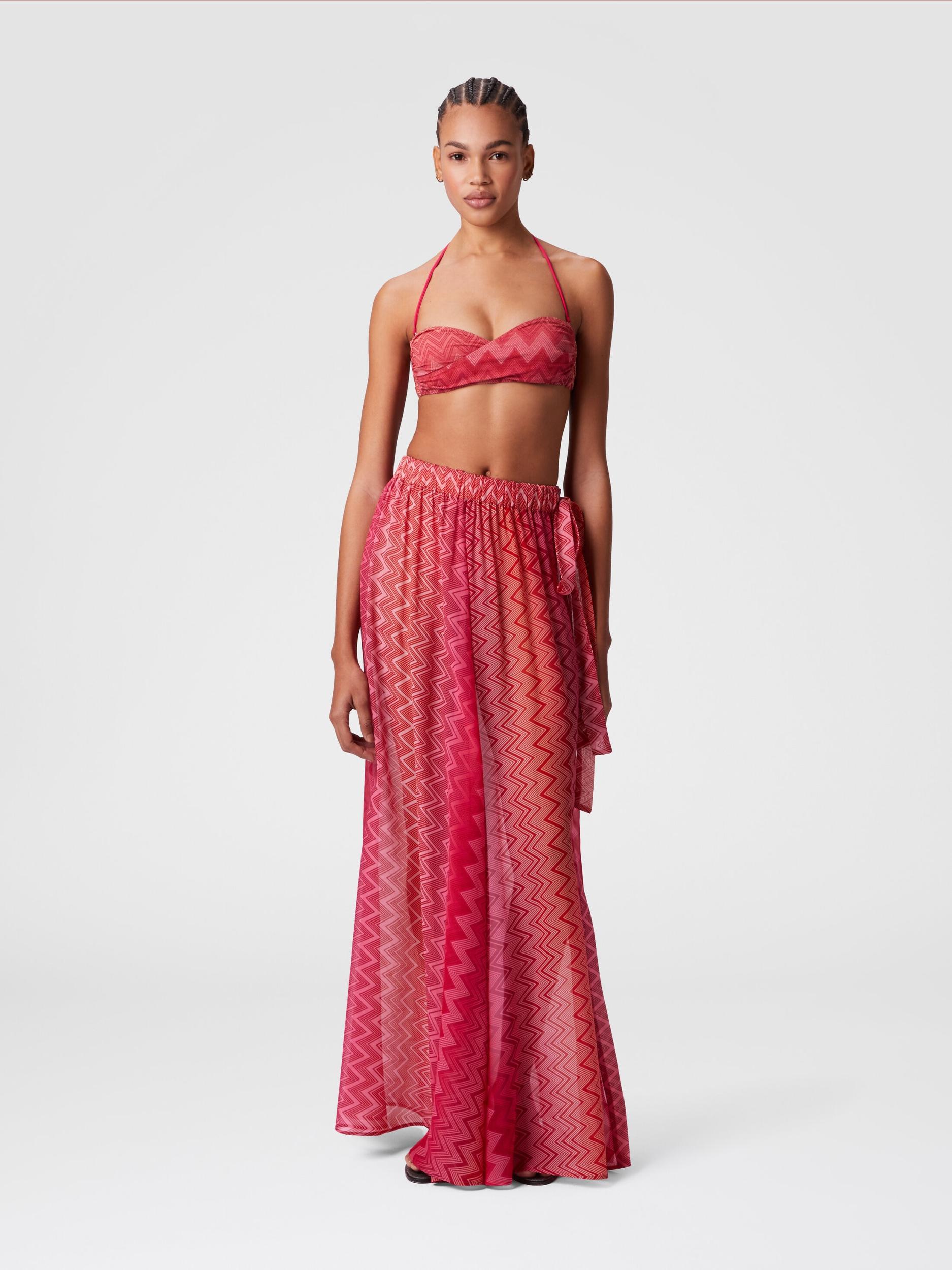 Long covered up skirt in printed silk with front closure Product Image