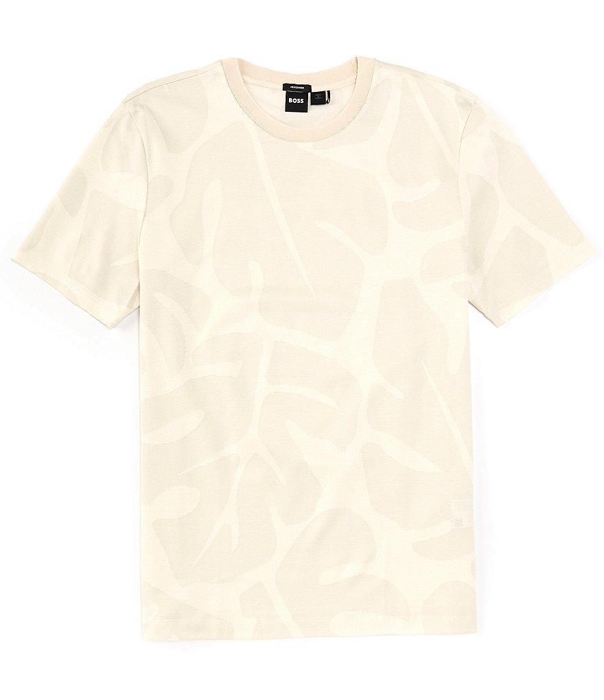 BOSS Thompson 08 Short Sleeve Tonal Tropical Print T-Shirt Product Image