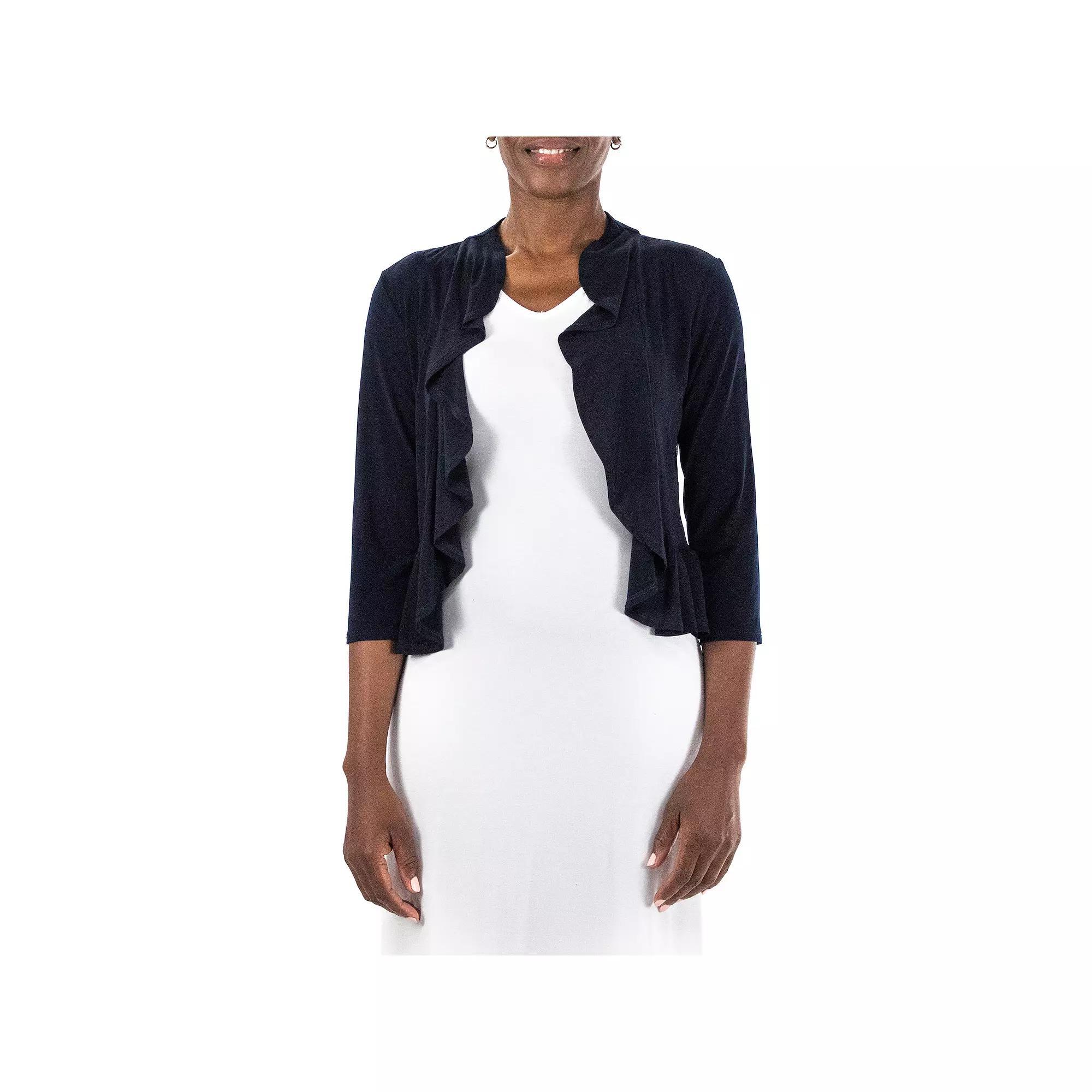 Women's Nina Leonard Draped Sheer Back Bolero, Size: XL, Blue Product Image