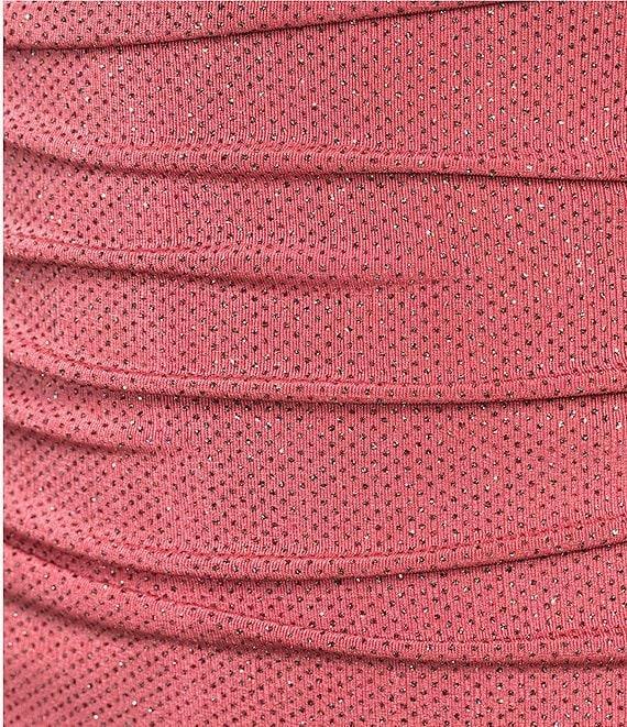 City Vibe Spaghetti Strap Notch Glitter Ruched Lace-Up Back Dress Product Image