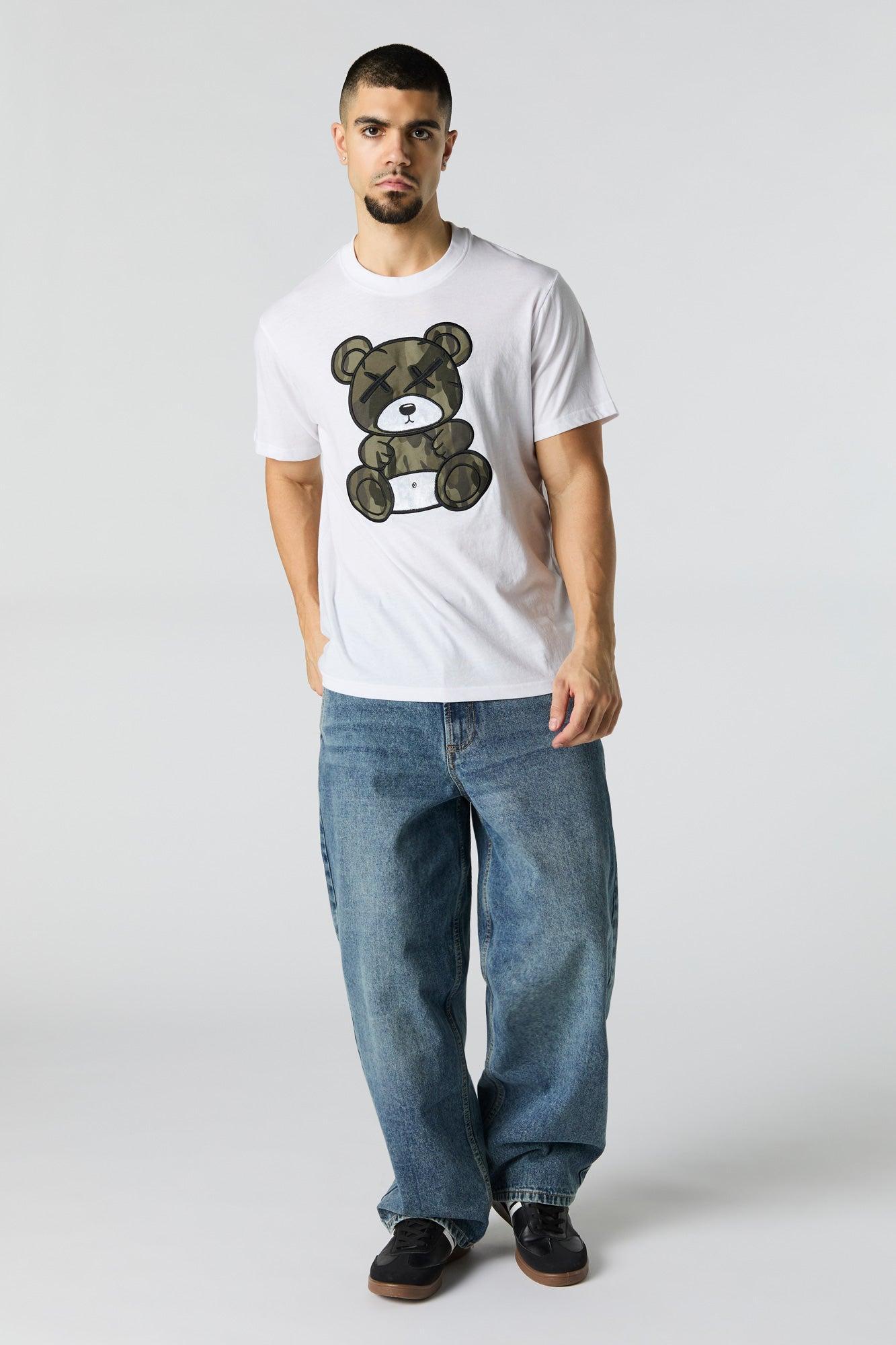 Camo Bear Embroidered T-Shirt Male Product Image