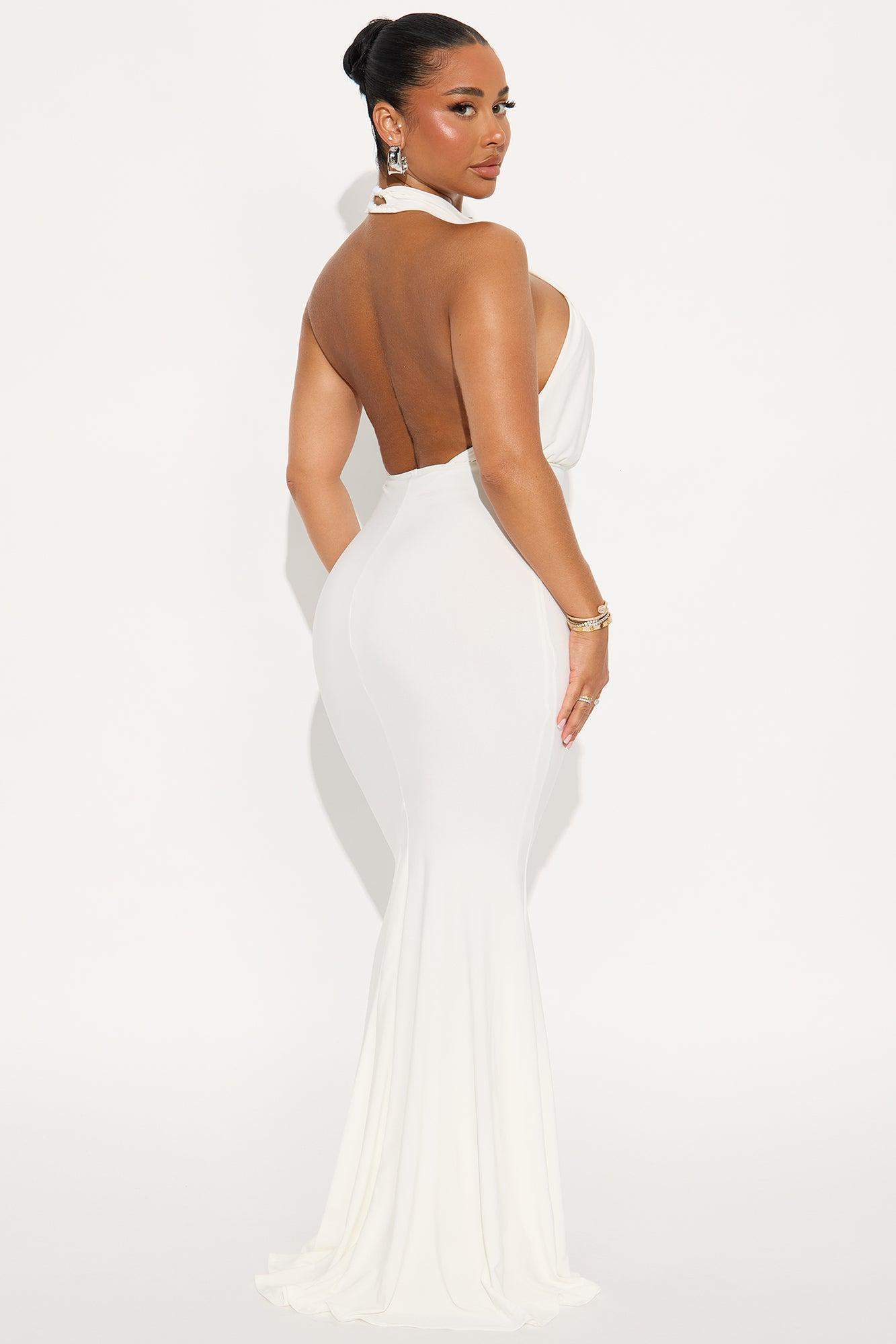 Leia Backless Maxi Dress - Off White Product Image