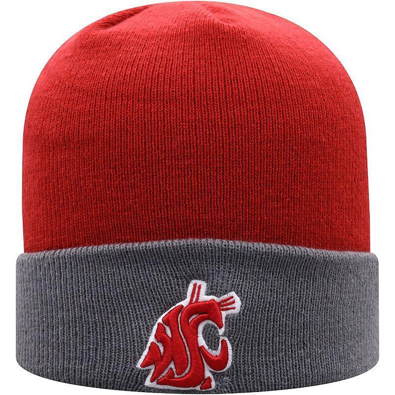 Men's Top of the World Crimson/Gray Washington State Cougars Core 2-Tone Cuffed Knit Hat, Wsc Red Product Image