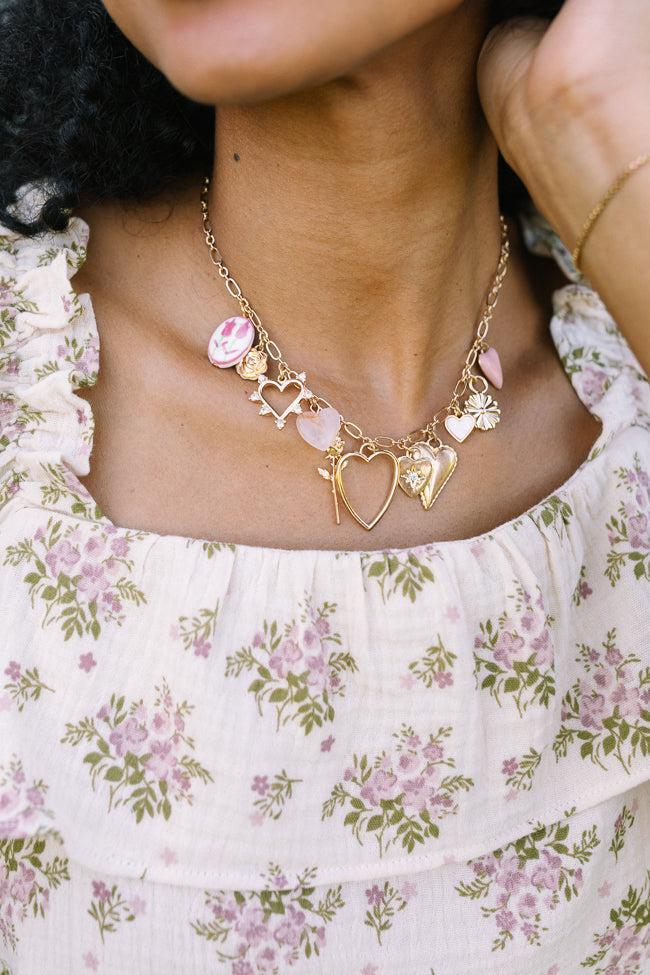 Hannah Gold Heart Charm Necklace Girls Product Image