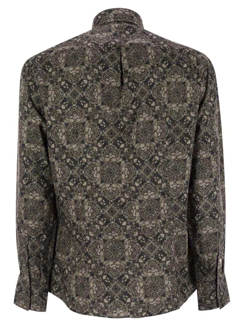 BRUNELLO CUCINELLI Classic Easy Fit Cotton Shirt In Grey Product Image