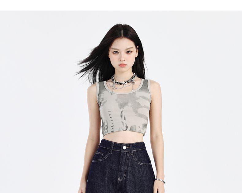 High Waist Unwashed Wide Leg Jeans Product Image