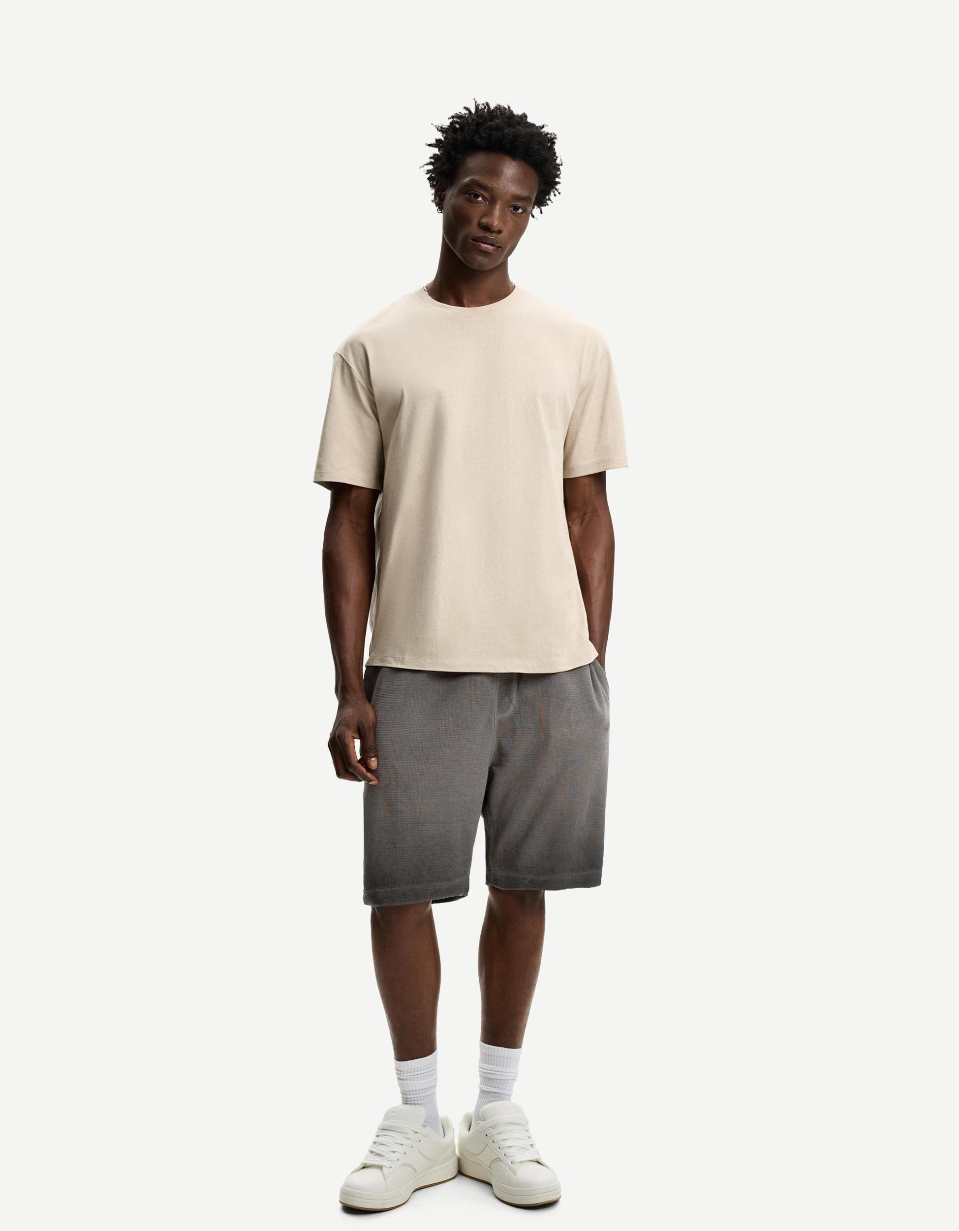 Faded waffle-knit Bermuda shorts Product Image