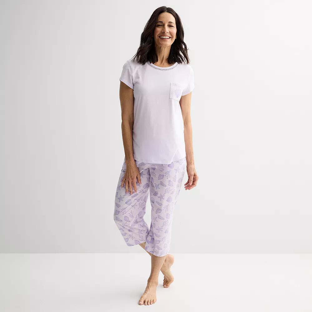 Petite Croft & Barrow® Mom's Day Pajama Top & Pajama Bottoms Set, Women's, Size: Small Petite, Purple Shell Product Image