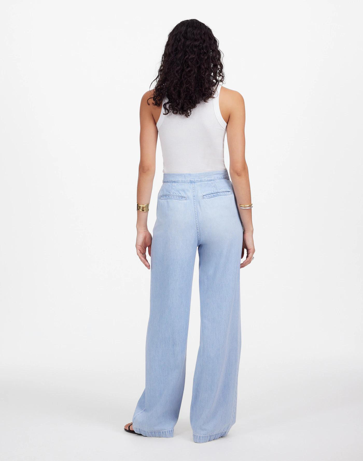 The Petite Harlow Wide-Leg Denim Trouser in Noll Wash: Airy Denim Edition Product Image