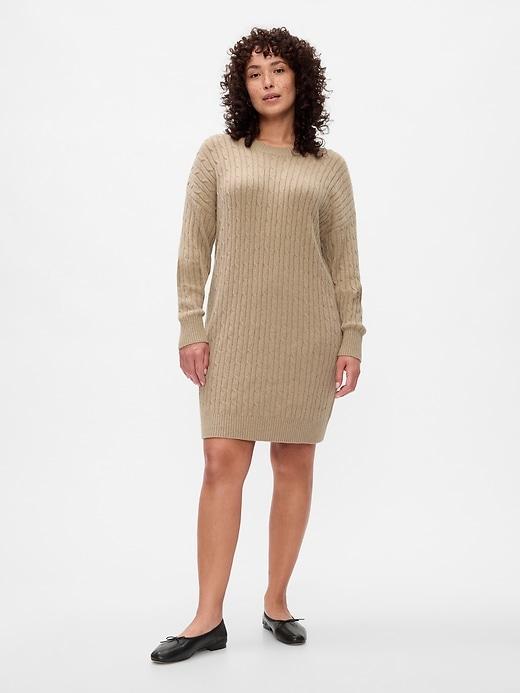 CashSoft Cable-Knit Mini Sweater Dress Product Image