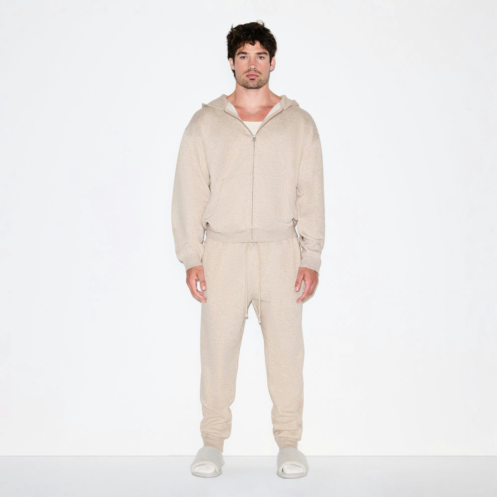 FLEECE LOUNGE MENS RELAXED ZIP UP HOODIE | DESERT HEATHER Product Image