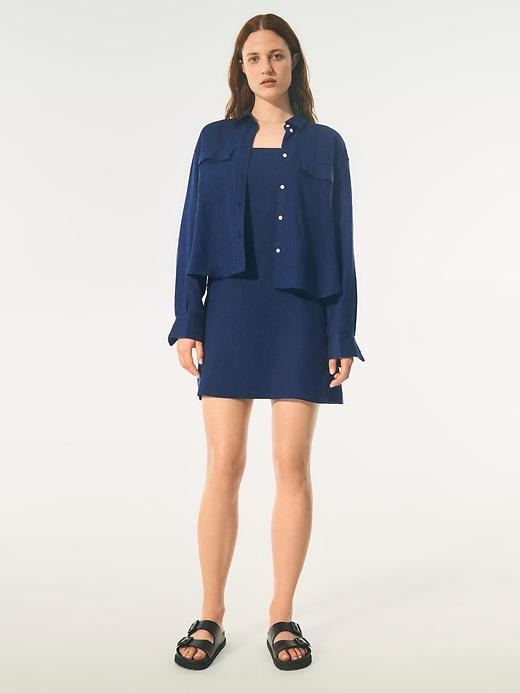 100% Linen Cropped Shirt Product Image