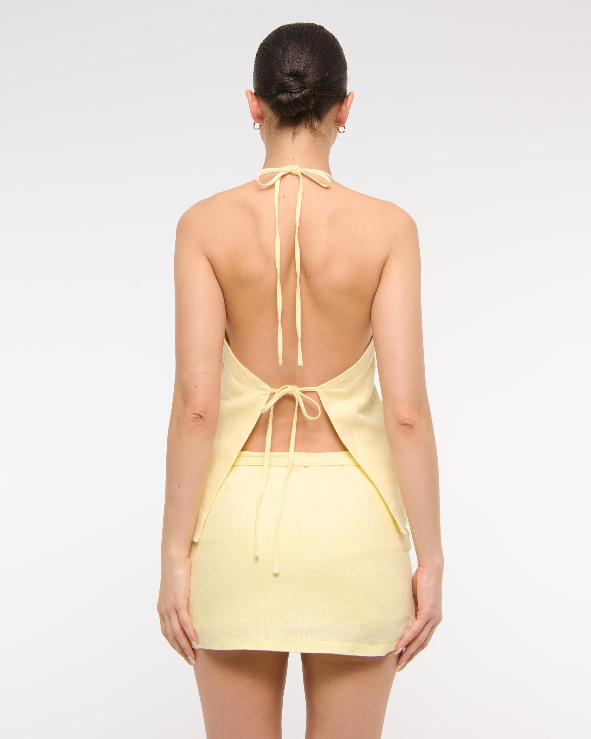 Mid Rise Premium Linen Belted Mini Skort Product Image